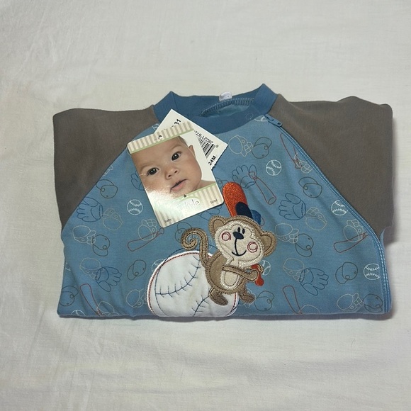 Pekkle - NWT - Blue and Gray Baby Sweatshirt with Monkey Design - Picture 1 of 5
